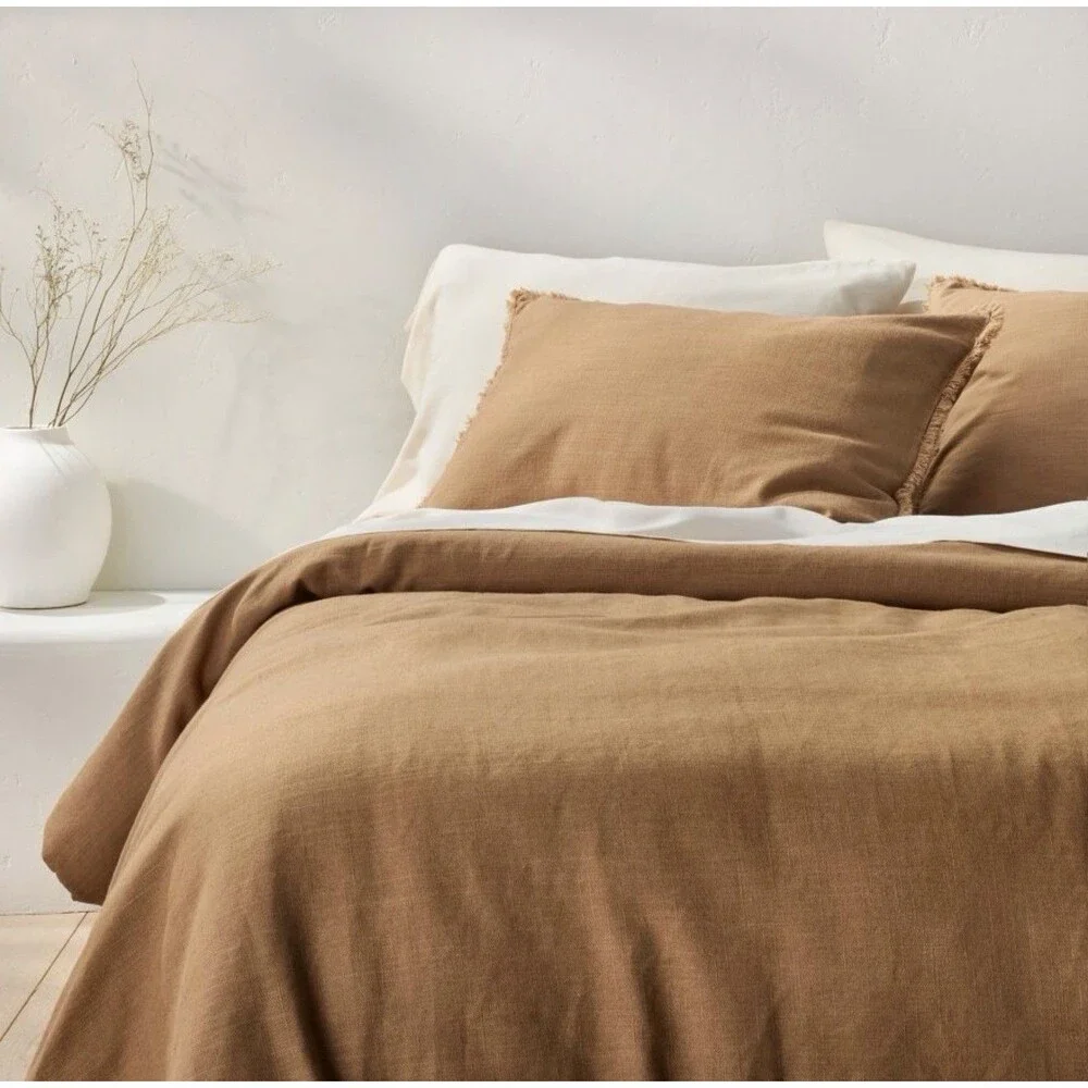Full / Queen Heavyweight Linen Blend Comfortet Set Warm Brown - Casaluna $149